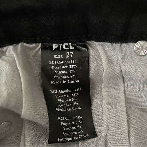 PTCL xNordstrom Denim Black Raw Hem High Rise Skinny Button Fly Jeans Size 27 - Picture 5 of 10